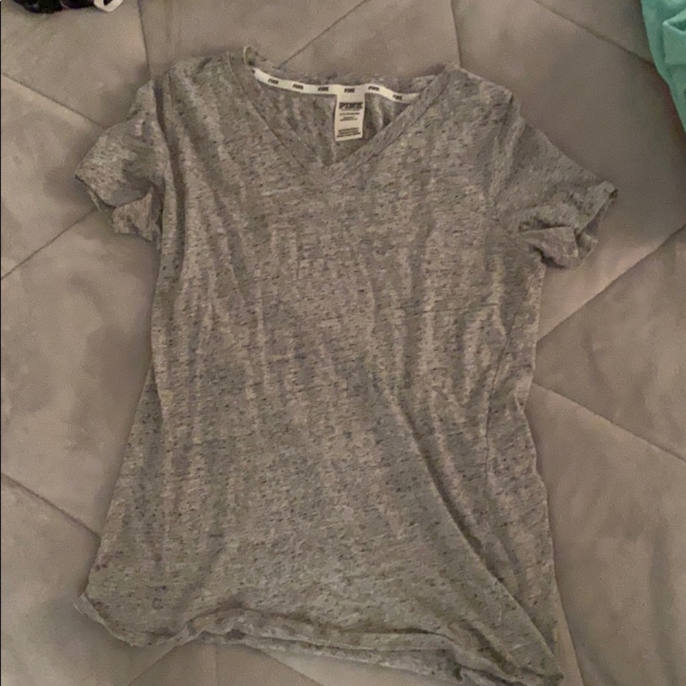 Pink VS Grey v neck tee